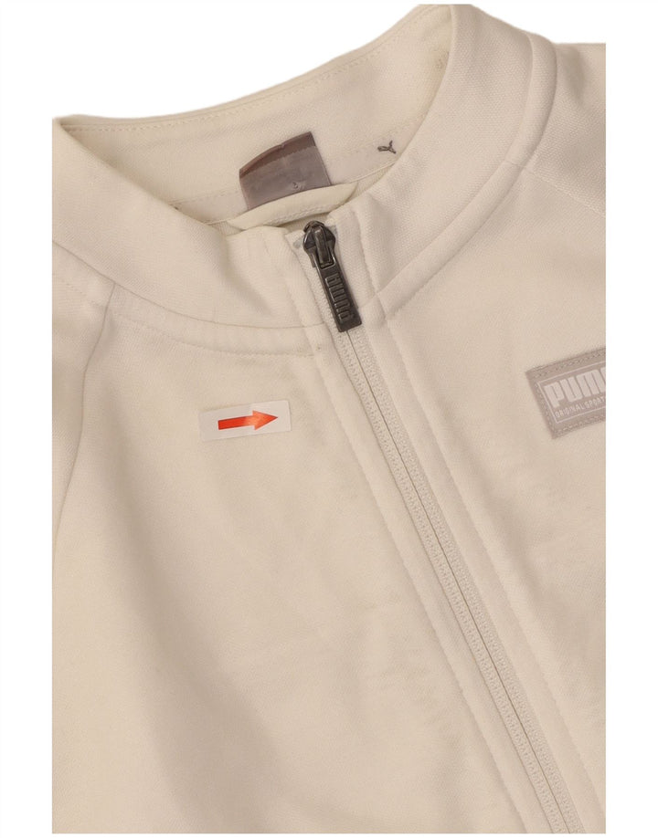 Puma Womens Crop Oversized Tracksuit Top Jacket UK 10 Pequeno Poliéster Branco