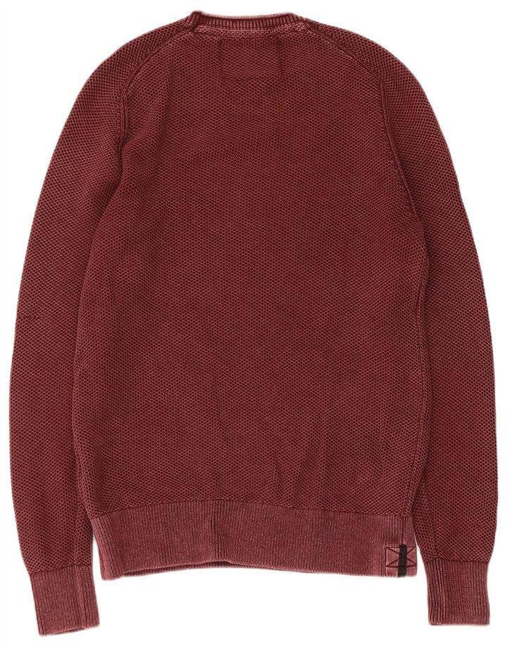 Suéter masculino Superdry com gola redonda, grande algodão marrom