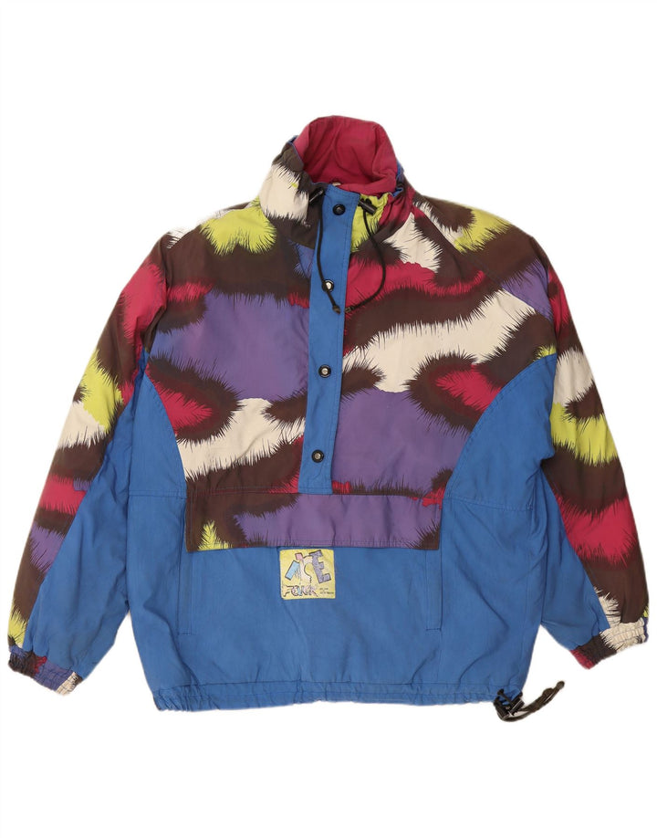 FEVER Mens Anorak Jacket UK 38 Poliéster Colourblock Azul Médio