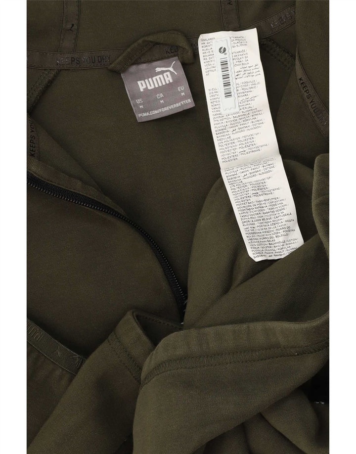 Suéter Puma masculino com capuz e zíper verde médio algodão colorblock