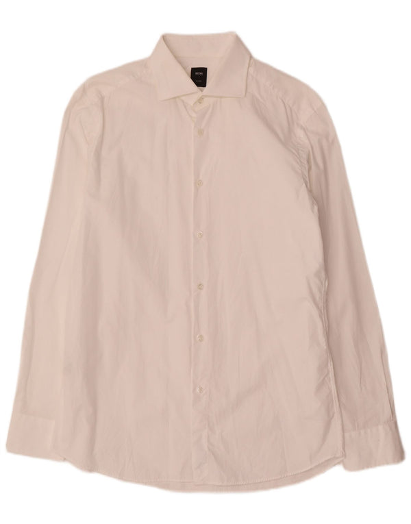 Camisa masculina Hugo Boss sob medida de ajuste regular tamanho 41 16 grande algodão branco