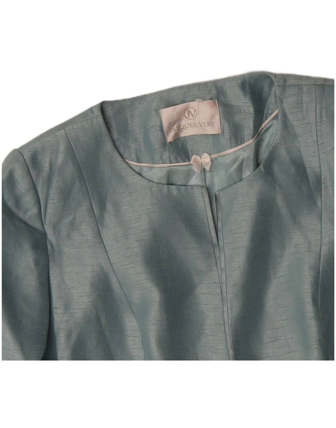 Jaqueta blazer feminina Jacques Vert manga 3/4 Reino Unido 16 grande azul viscose