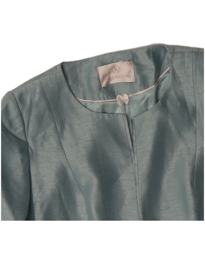 Jaqueta blazer feminina Jacques Vert manga 3/4 Reino Unido 16 grande azul viscose
