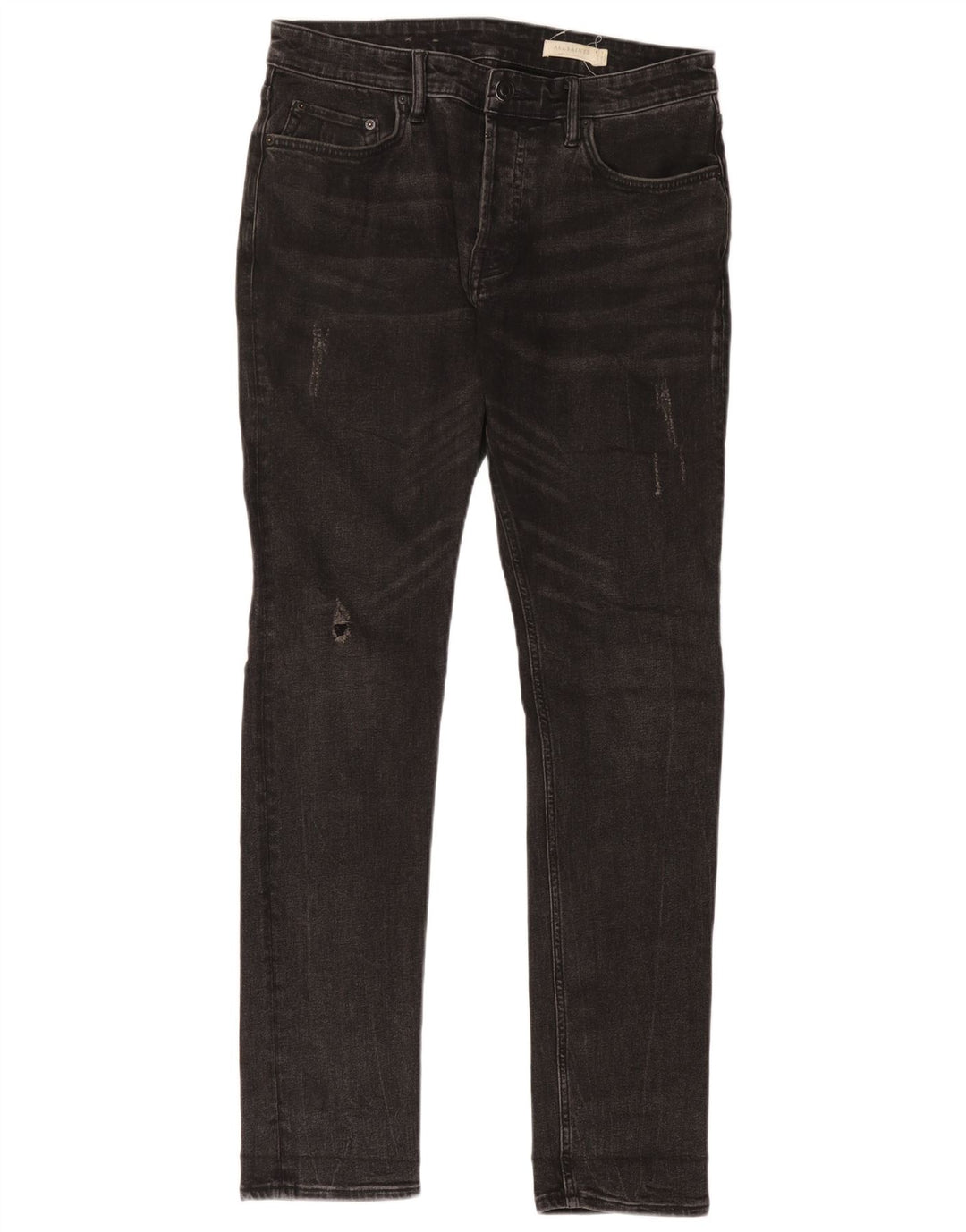 All Saints Jeans masculino desgastado slim W30 L32 algodão preto