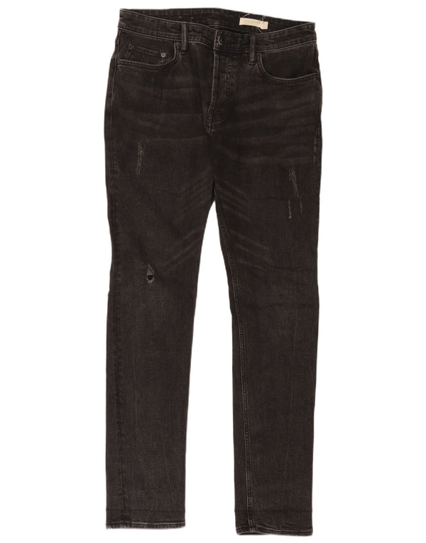 All Saints Jeans masculino desgastado slim W30 L32 algodão preto