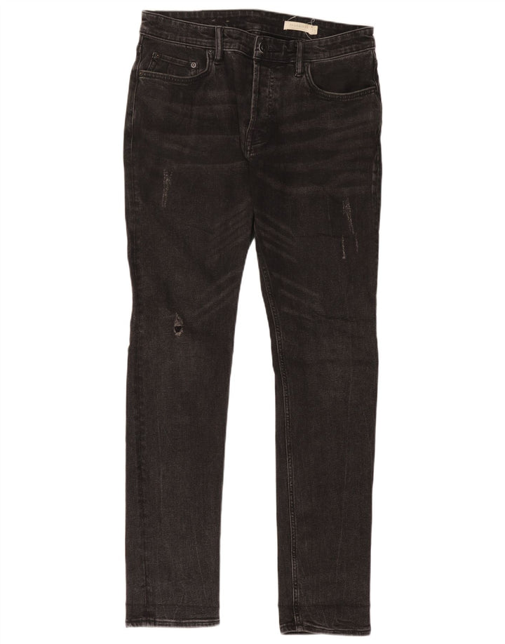 All Saints Jeans masculino desgastado slim W30 L32 algodão preto