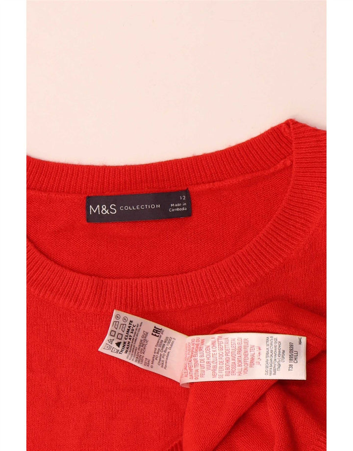 Suéter feminino Marks & Spencer com gola redonda Reino Unido 12 acrílico vermelho médio
