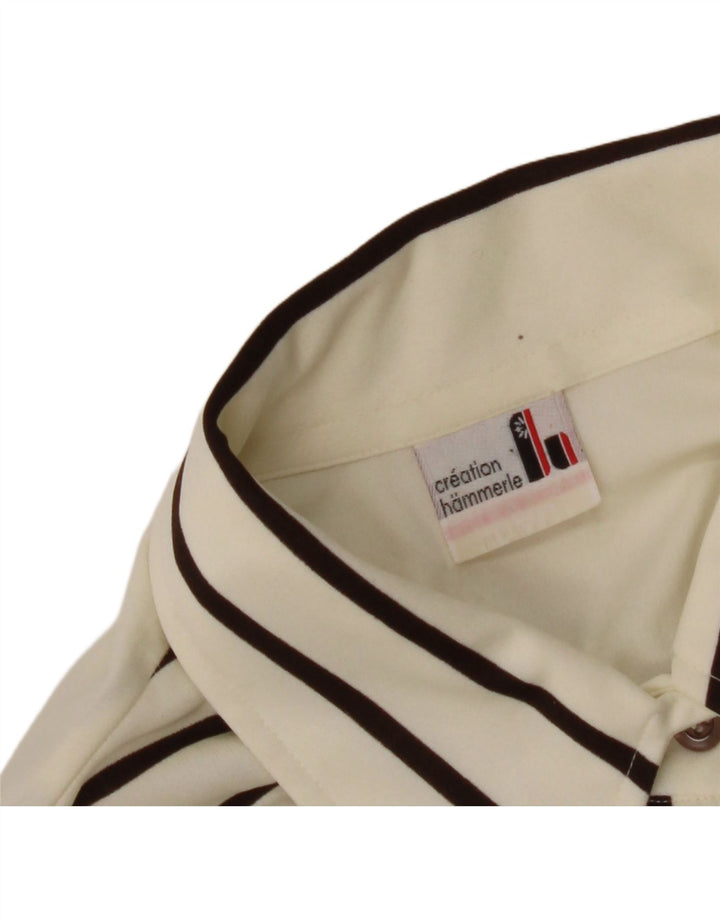 Blusa feminina HAMMERLE UK 14 grande poliéster listrado branco