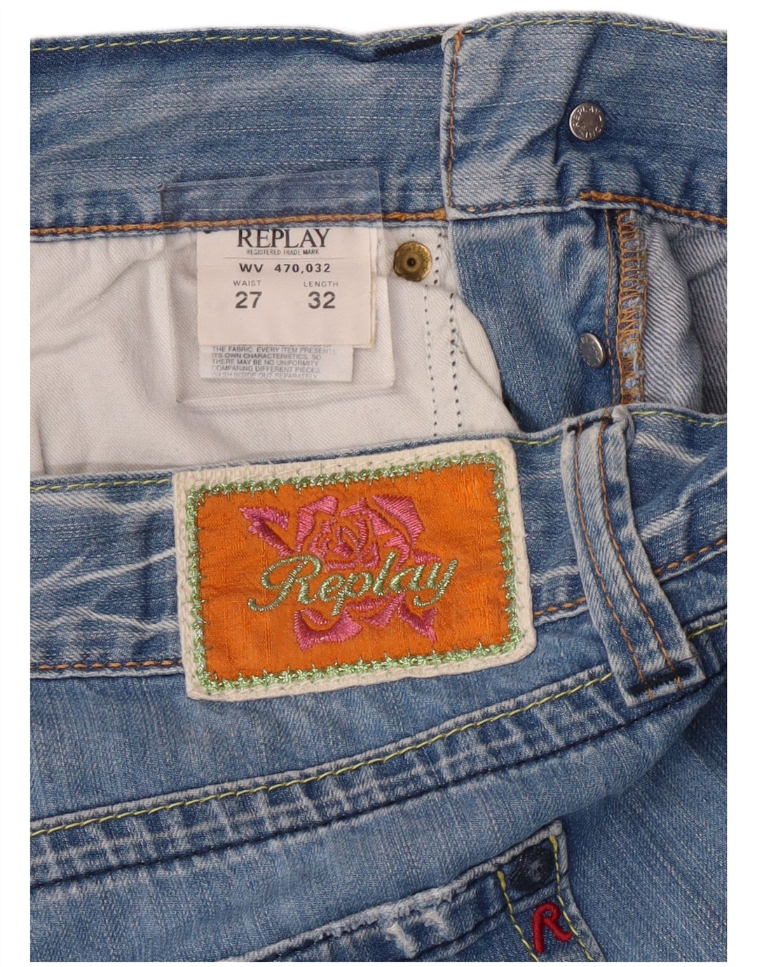 Replay Jeans reto feminino W27 L32 azul algodão