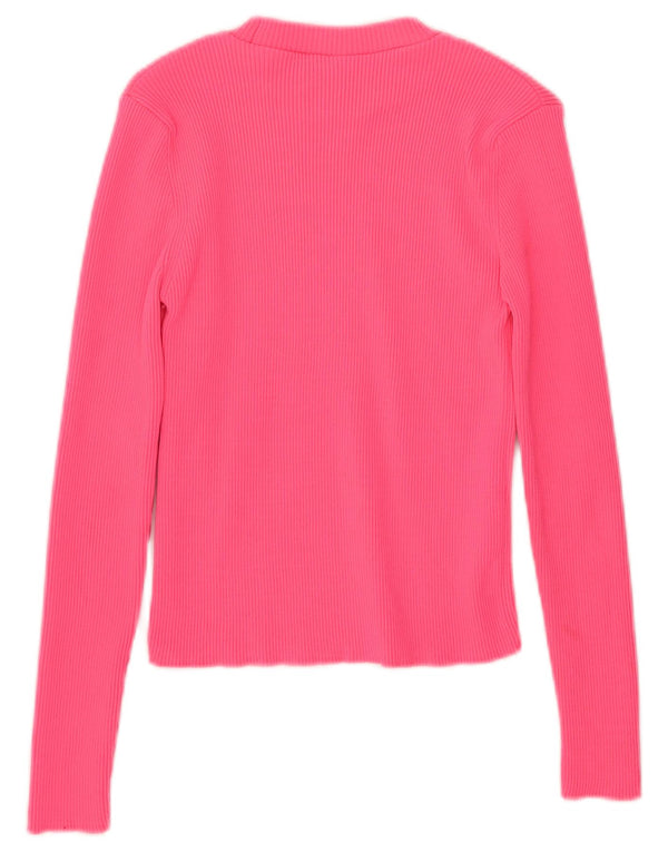 Zara Crop Top Feminino Manga Longa Reino Unido 8 Pequeno Rosa Poliamida