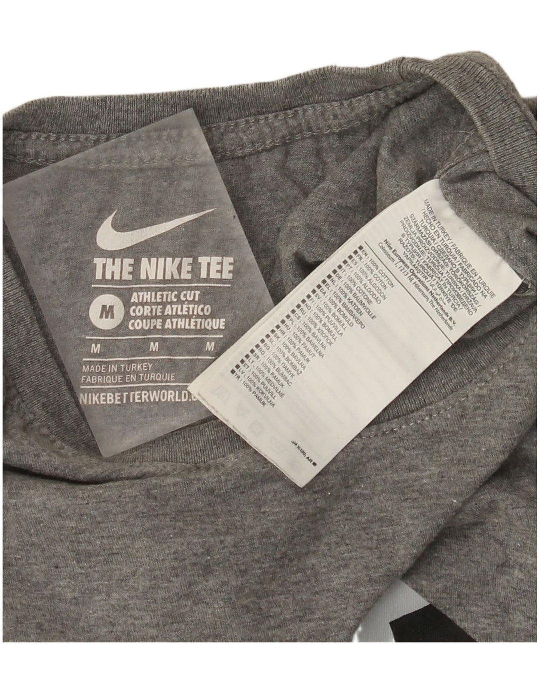 Camiseta masculina Nike Athletic Cut Graphic Top cinza médio algodão manchado