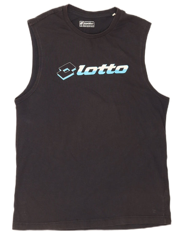 Lotto Mens Graphic Vest Top Grande Algodão Preto