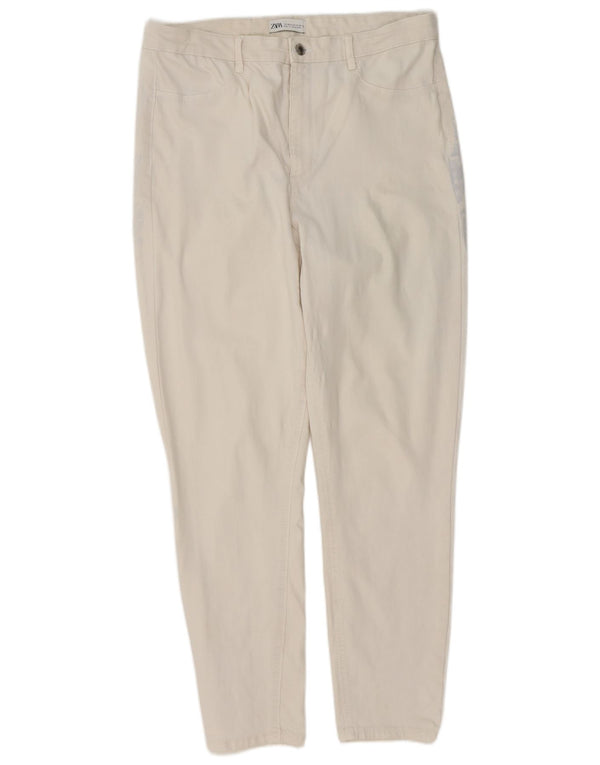 Zara Jeans Cônicos Femininos EU 46 2XL W36 L28 Algodão Bege