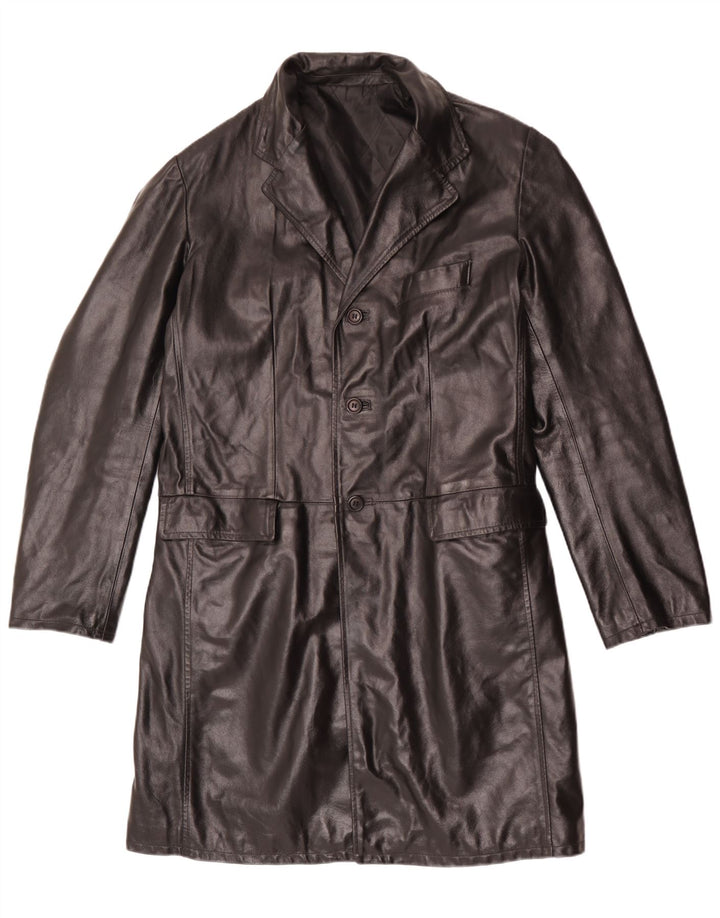 Casaco de couro masculino vintage UK 40 grande couro preto