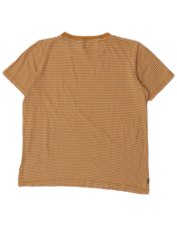 Superdry camiseta feminina superdimensionada top UK 10 algodão listrado amarelo pequeno