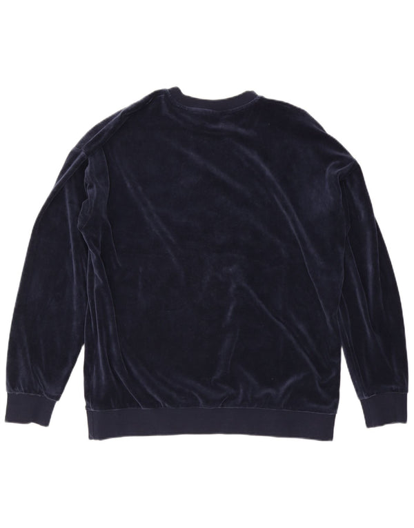 ADIDAS Womens Oversized Graphic Sweatshirt Jumper Reino Unido 12 Médio Azul Marinho