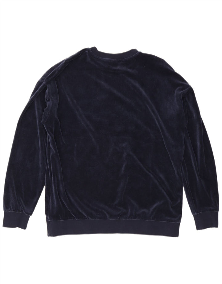 ADIDAS Womens Oversized Graphic Sweatshirt Jumper Reino Unido 12 Médio Azul Marinho