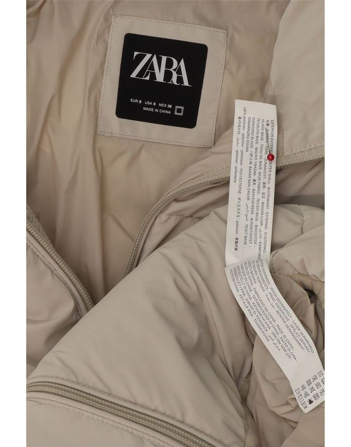 Jaqueta acolchoada masculina ZARA UK 36 poliéster bege pequeno