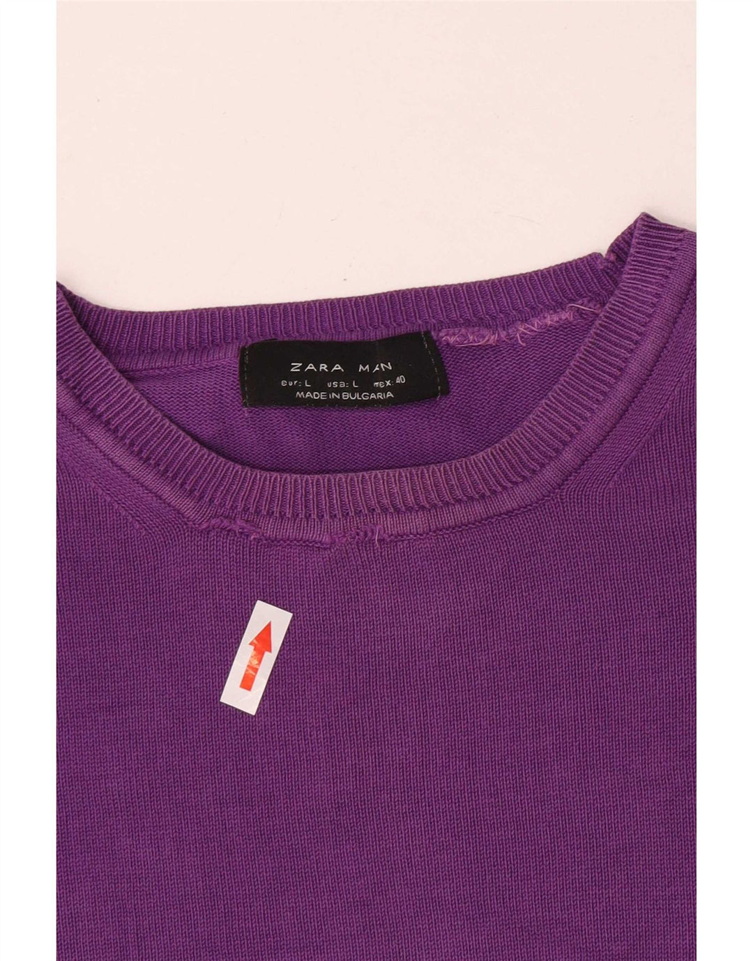 Suéter masculino Zara com gola redonda, grande algodão roxo
