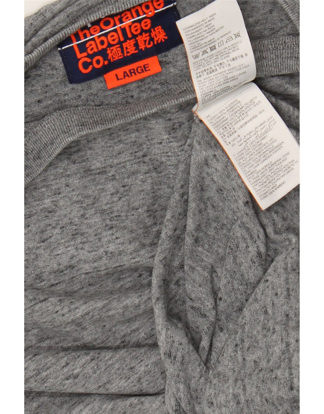 Camiseta masculina Superdry Top grande algodão manchado cinza
