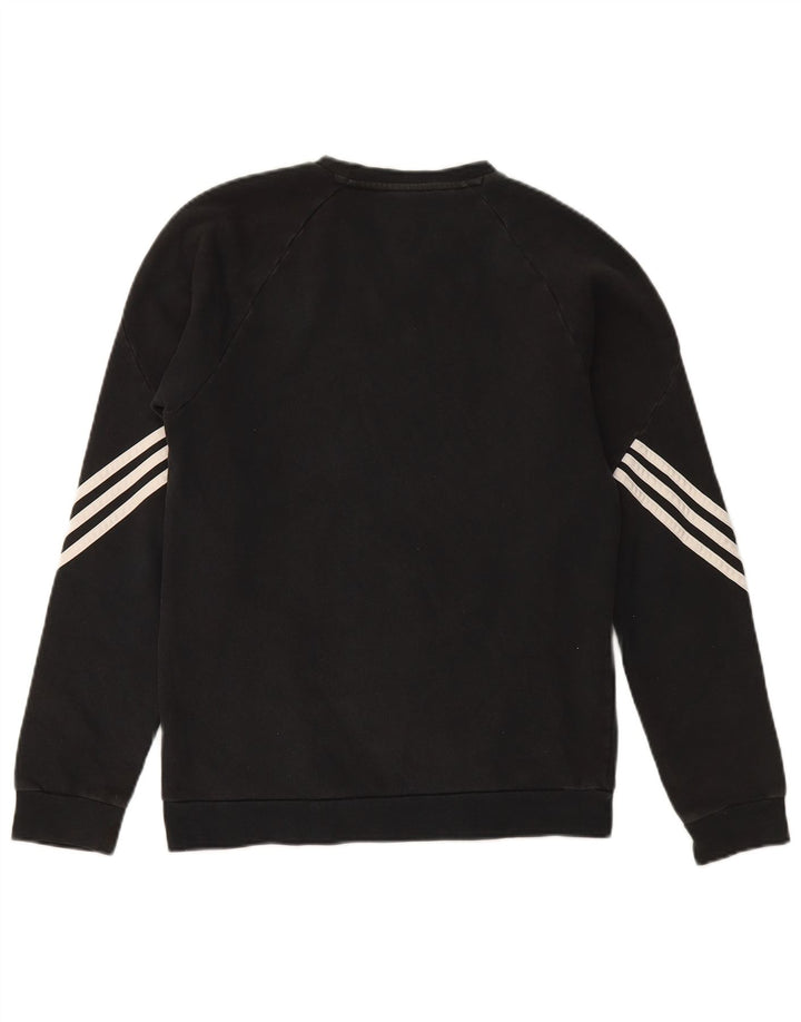 Adidas Mens Moletom Jumper Pequeno Algodão Preto