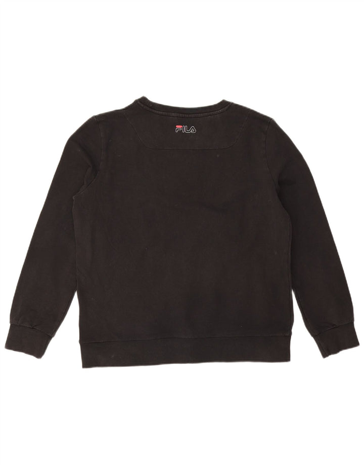 FILA moletom feminino oversized gráfico suéter Reino Unido 10 pequeno algodão preto