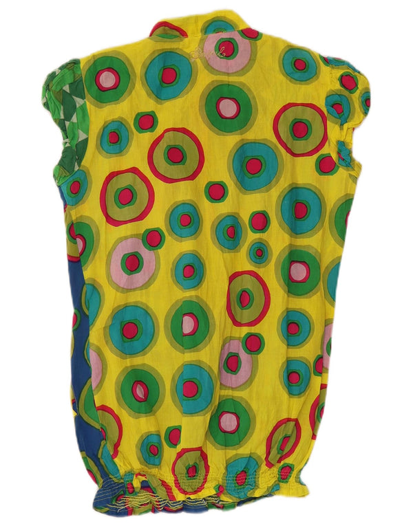 Blusa feminina DESIGUAL UK 10 pequena algodão geométrico multicolorido