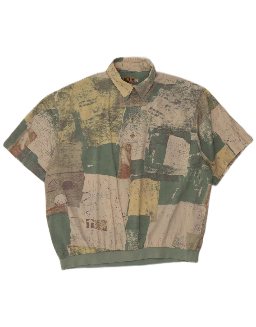 Pulôver vintage masculino com padrão abstrato camisa IT 52/54 grande viscose verde