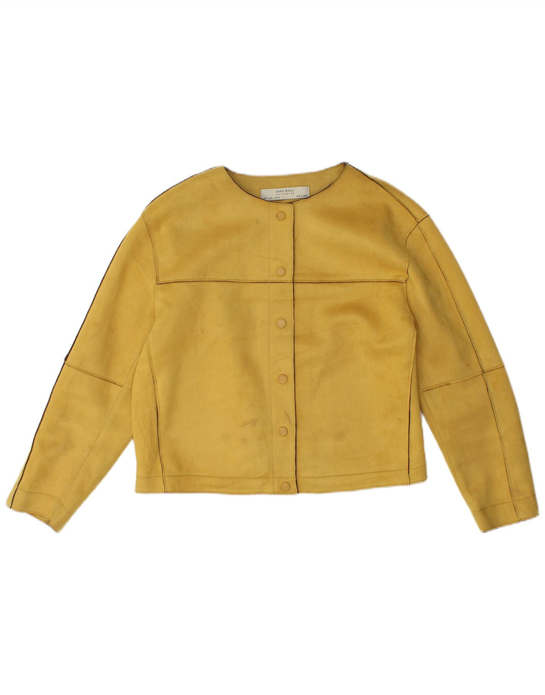 Zara Womens Crop Bomber Jacket UK 16 Grande Amarelo