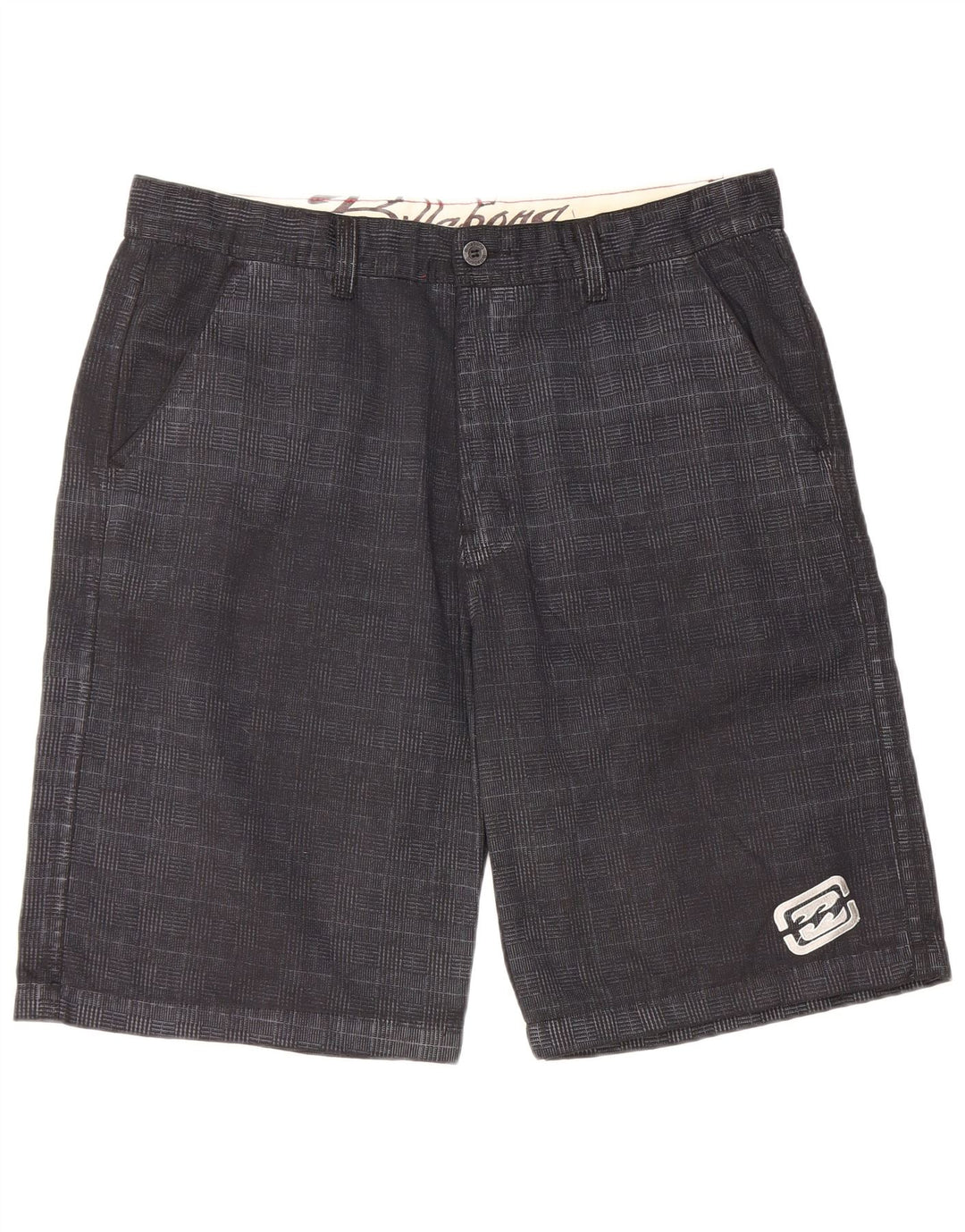 Billabong Mens Chino Shorts W40 XL Algodão Xadrez Preto