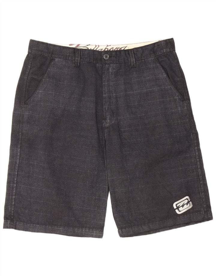 Billabong Mens Chino Shorts W40 XL Algodão Xadrez Preto