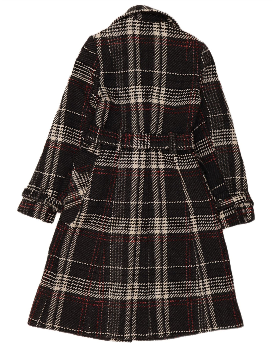 Sobretudo feminino Oasis UK 8 pequeno preto xadrez lã