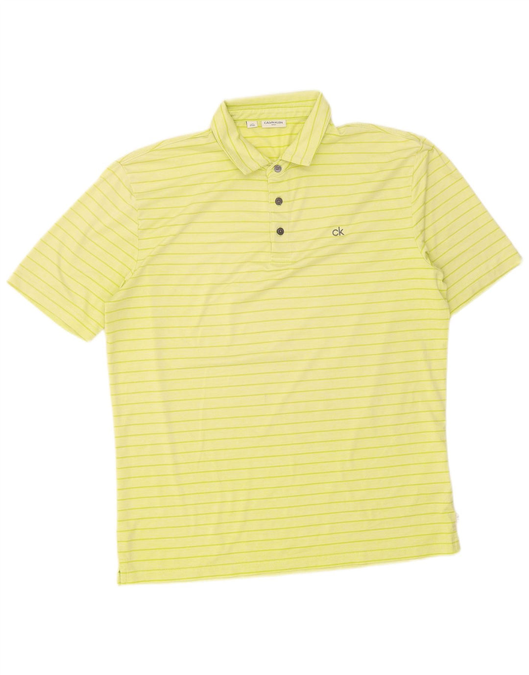 Camisa polo masculina Calvin Klein grande poliéster listrado amarelo