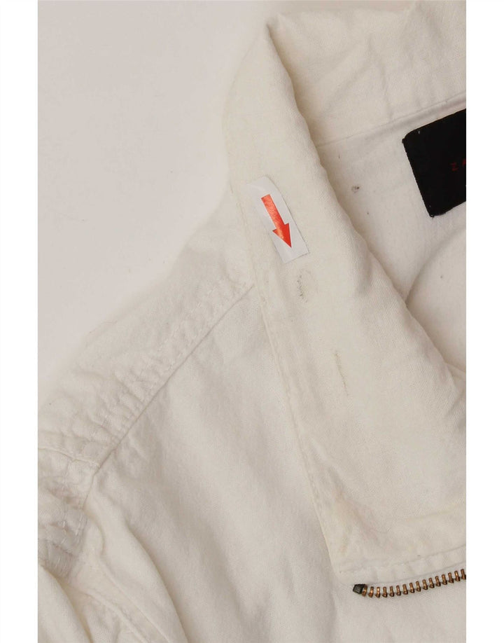 Jaqueta utilitária masculina Zara UK 42 XL poliéster branco
