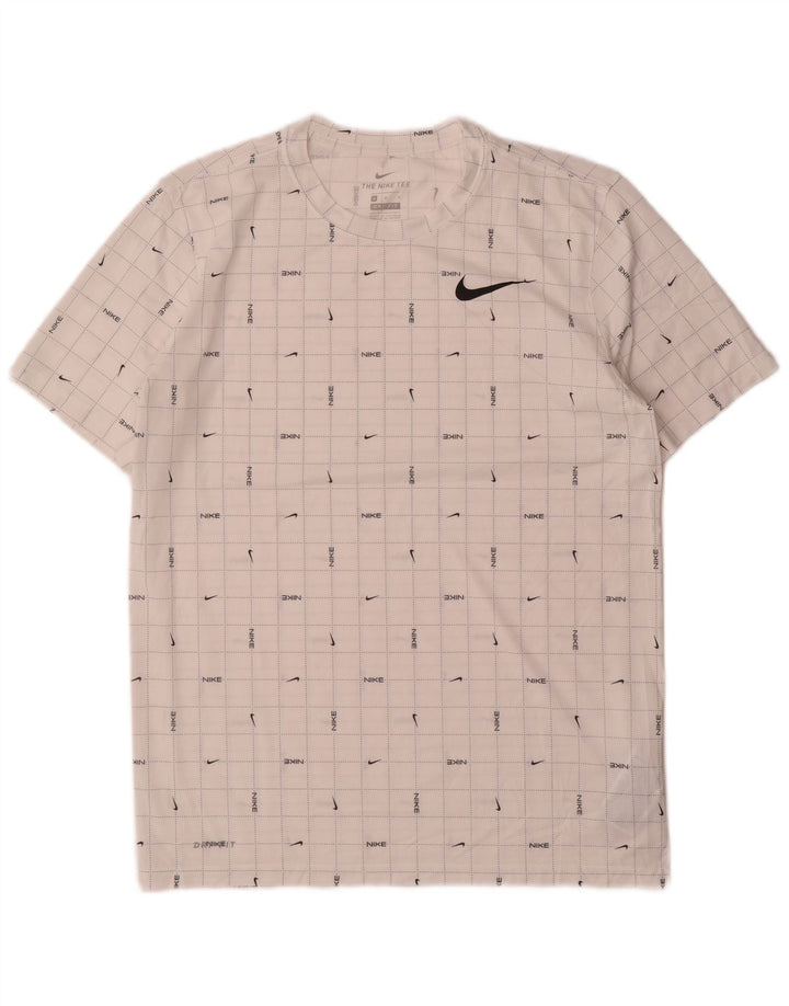 Camiseta Nike Masculina Dri Fit Graphic Top Médio Branco Xadrez Poliéster