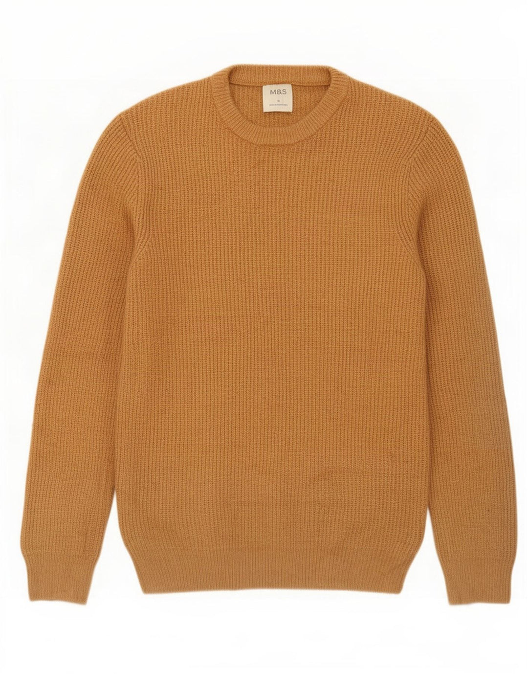Suéter masculino Marks & Spencer com gola redonda, pequeno, amarelo, poliamida