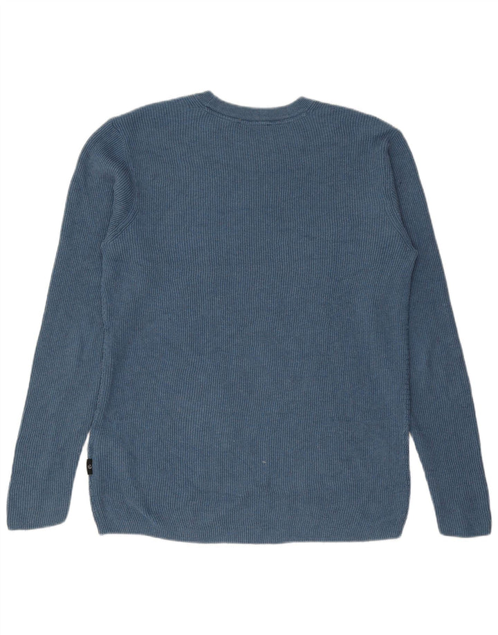 Suéter masculino Ted Baker com gola redonda, tamanho 3, algodão azul médio