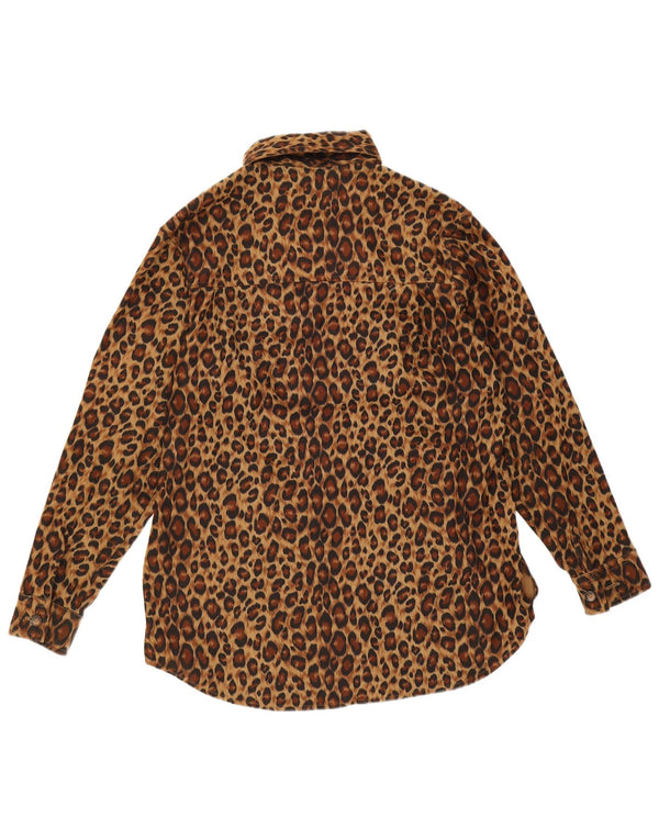 Camisa feminina Sunbelt grande tamanho UK 10 pequena estampa animal marrom