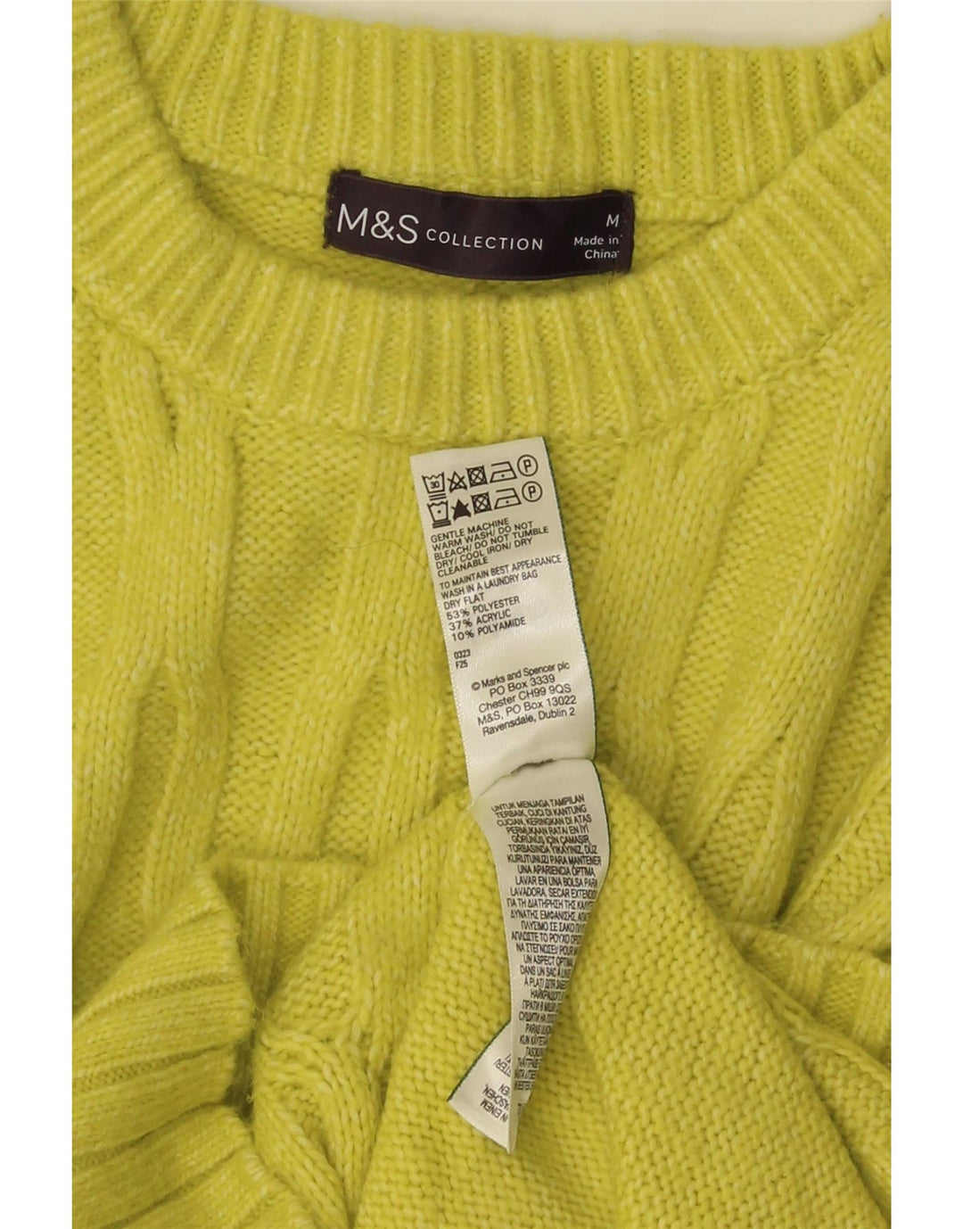 Suéter feminino Marks & Spencer com gola redonda Reino Unido 14 médio amarelo