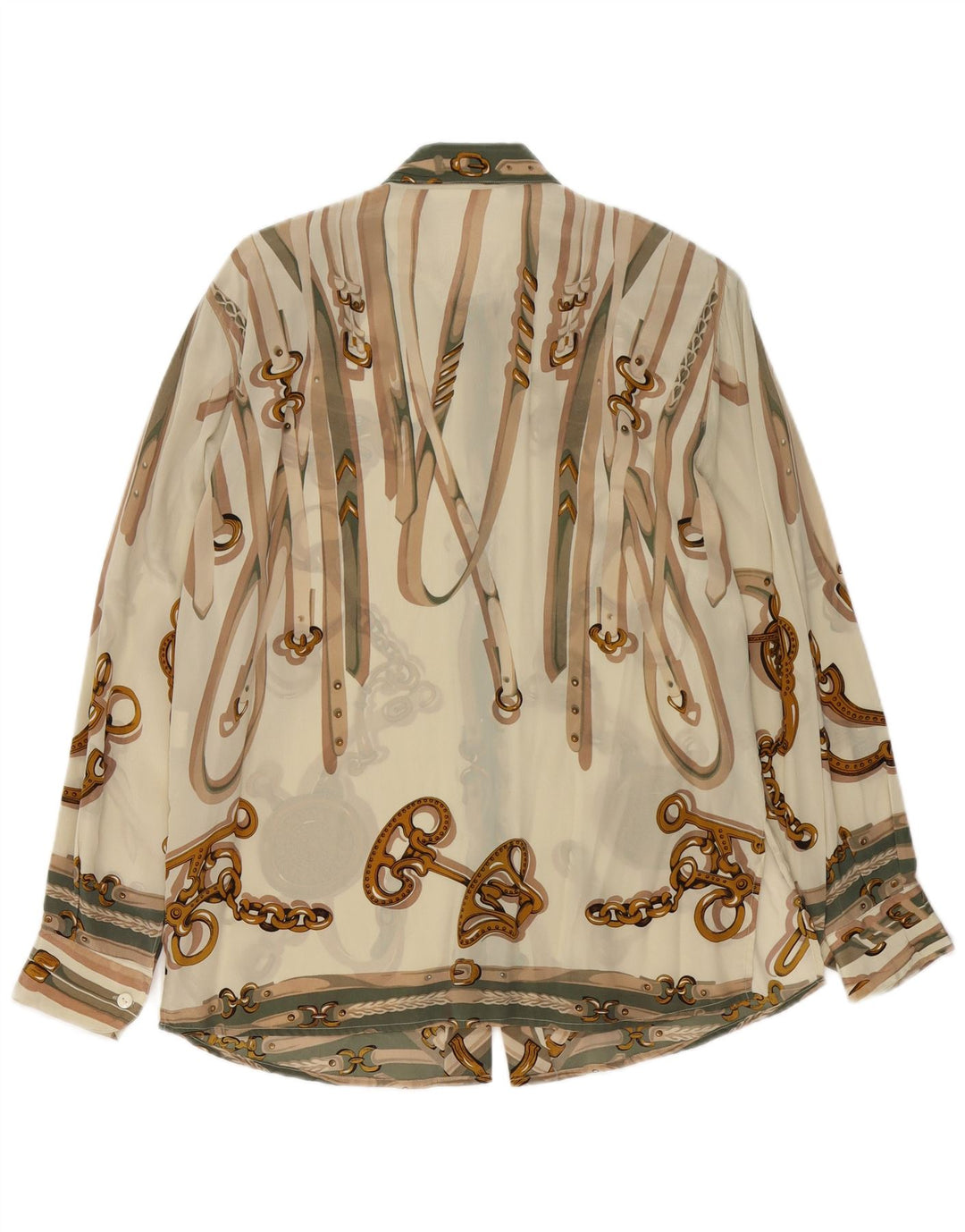 Blusa feminina vintage com estampa abstrata IT 46 acetato bege grande