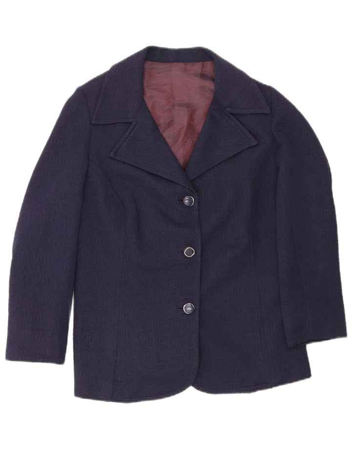 Jaqueta Blazer Feminina Vintage com 3 Botões Reino Unido 14 Azul Marinho Médio
