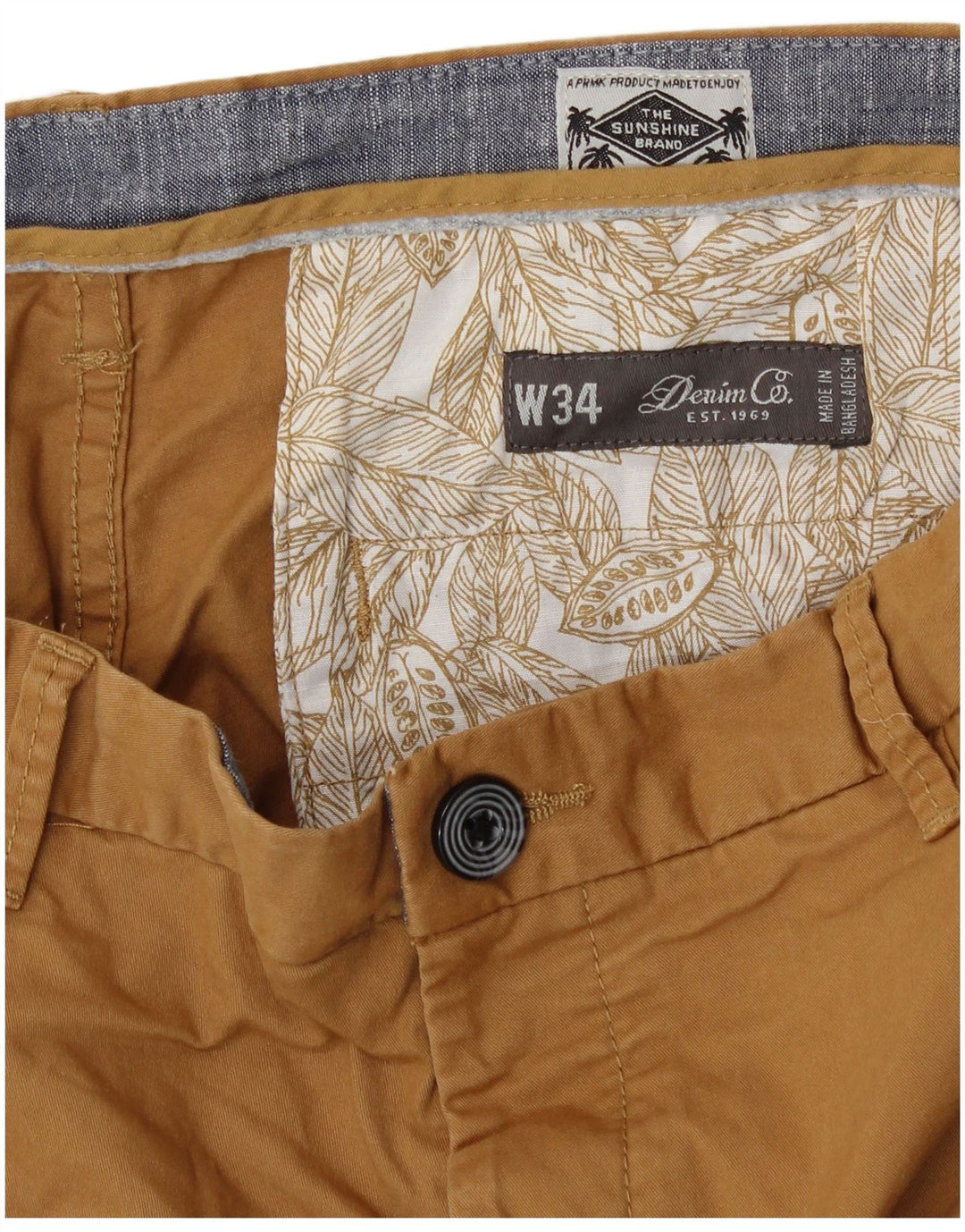 Shorts Chino Masculino VINTAGE W34 Grande Bege
