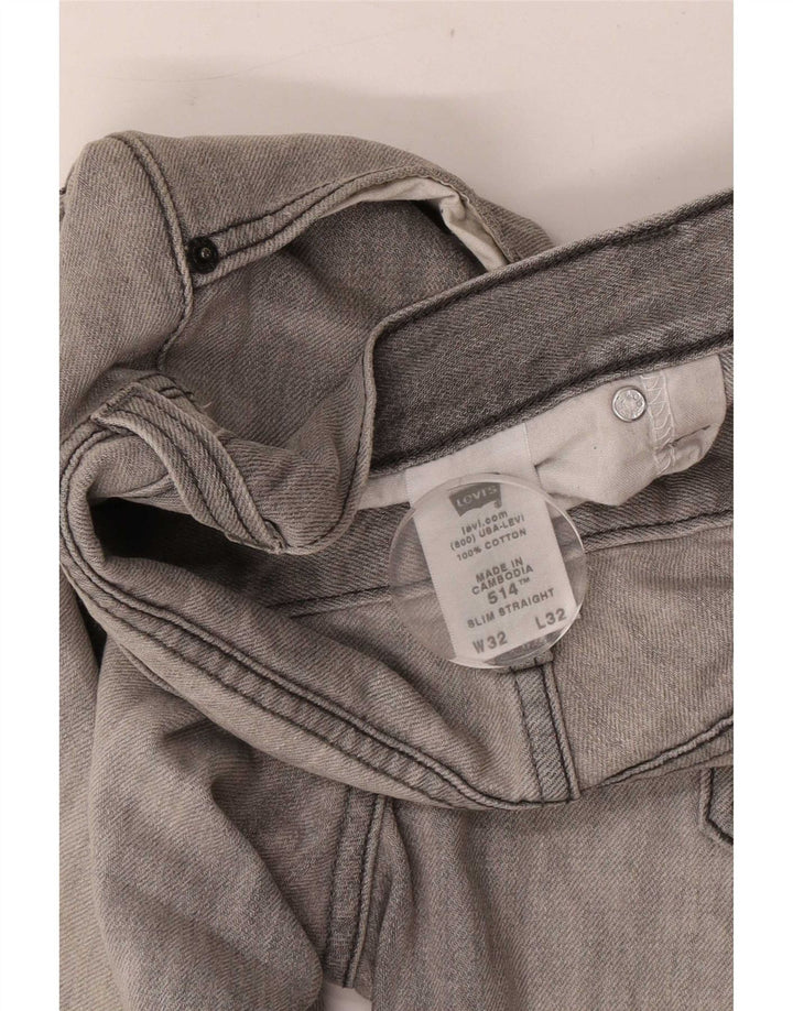 Calça jeans masculina Levi's 514 Slim Straight W32 L32 cinza algodão