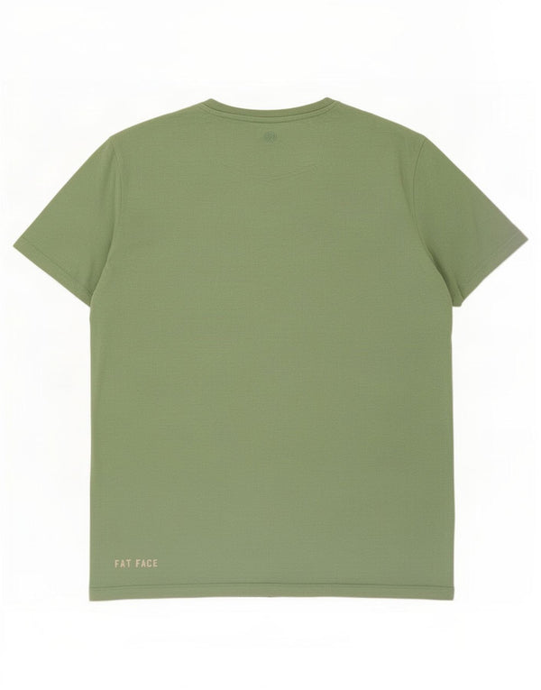 Camiseta gráfica masculina Fat Face Top grande de algodão verde