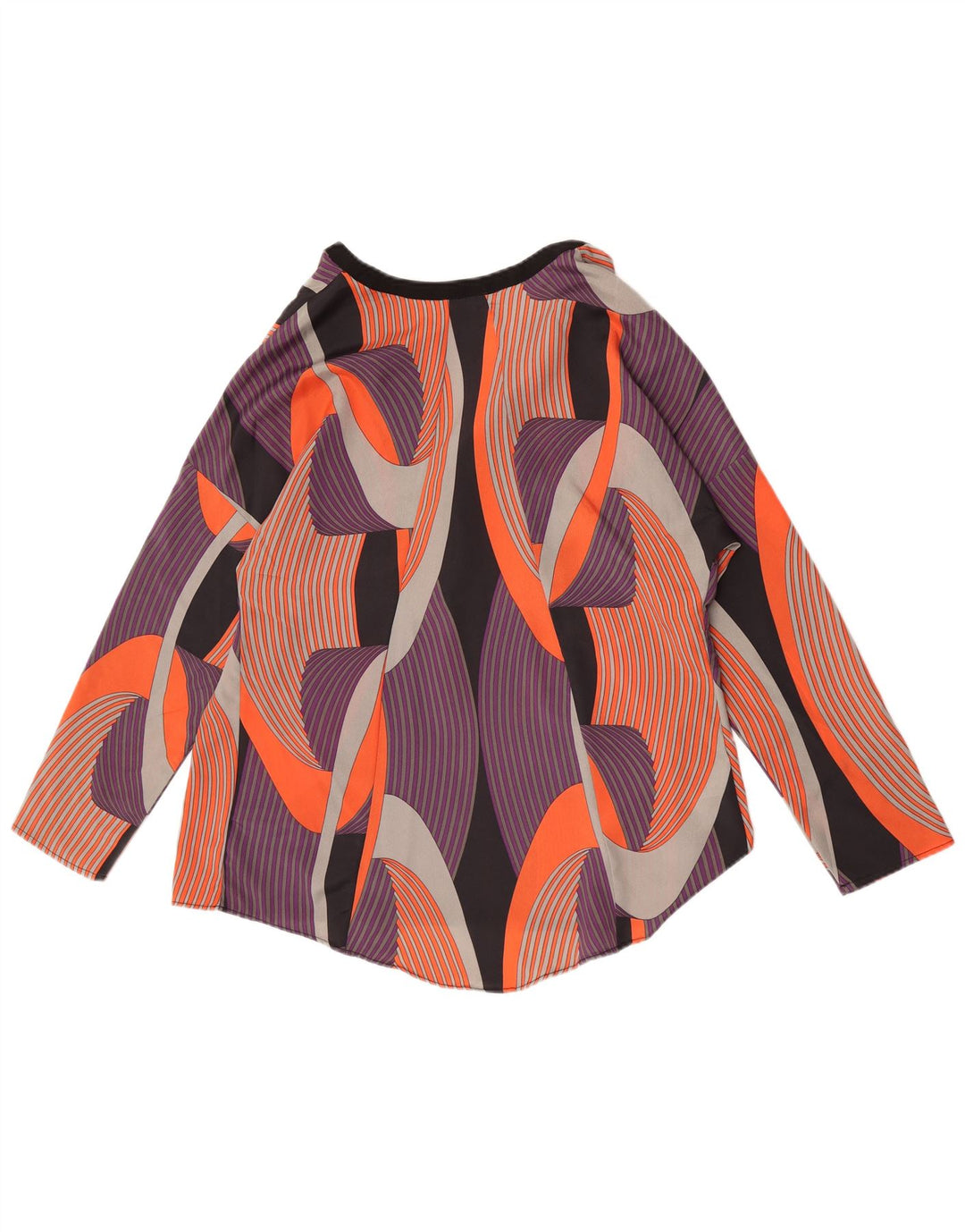 Top feminino Fiorella Rubino manga comprida UK 16 grande multicolorido geométrico