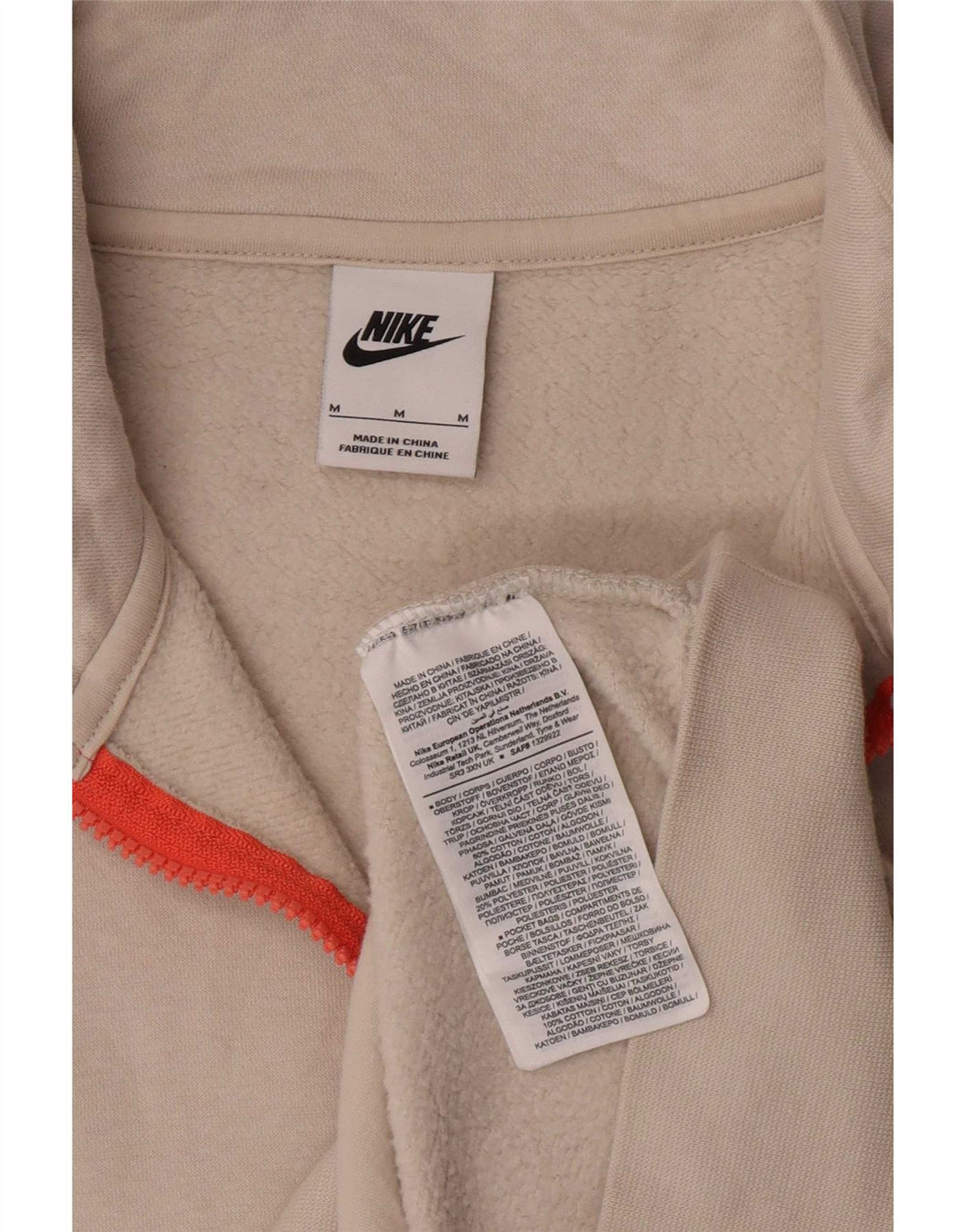 Moletom masculino Nike com zíper e gola alta de algodão branco médio