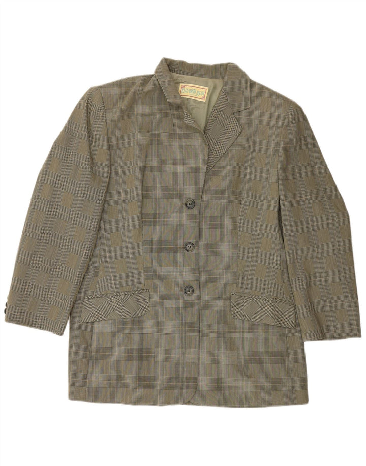 Jaqueta blazer feminina de 3 botões Elizabeth Ascot Reino Unido 18 XL verde Houndstooth