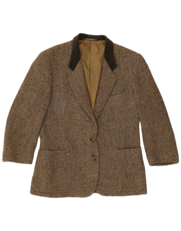 Jaqueta Blazer Feminina Valentino com 2 Botões Reino Unido 16 Grande Espinha de Peixe Cáqui