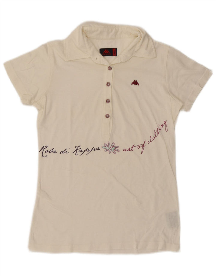 Camisa polo feminina KAPPA UK 10 algodão branco pequeno