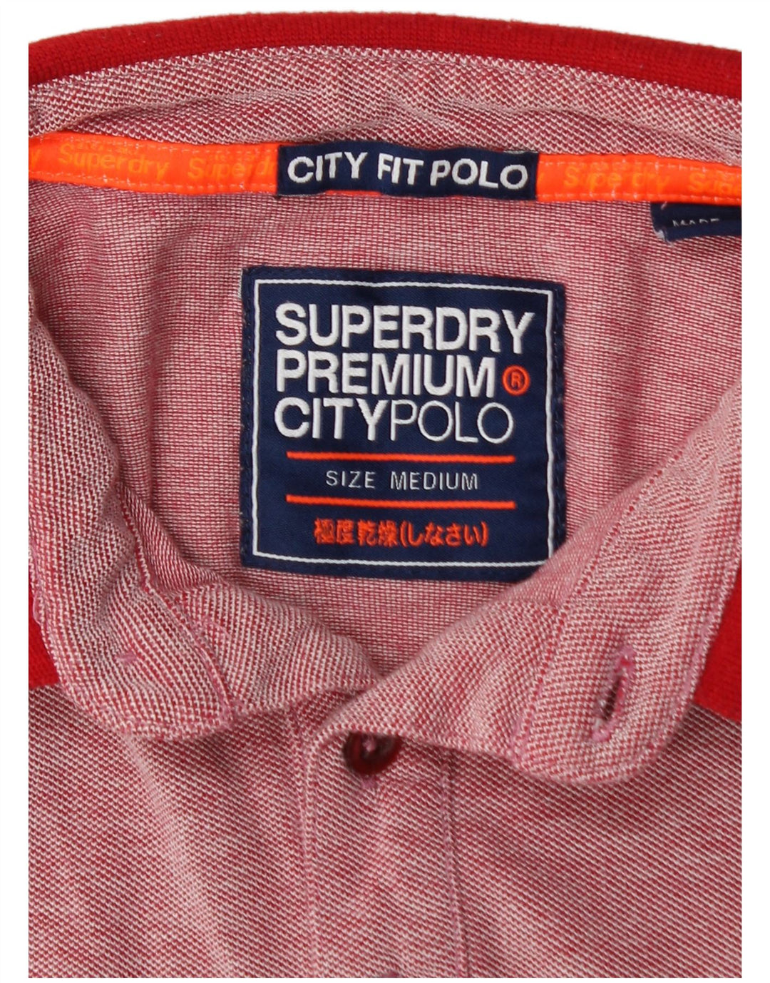 Camisa polo masculina SUPERDRY City Fit de algodão manchado vermelho médio